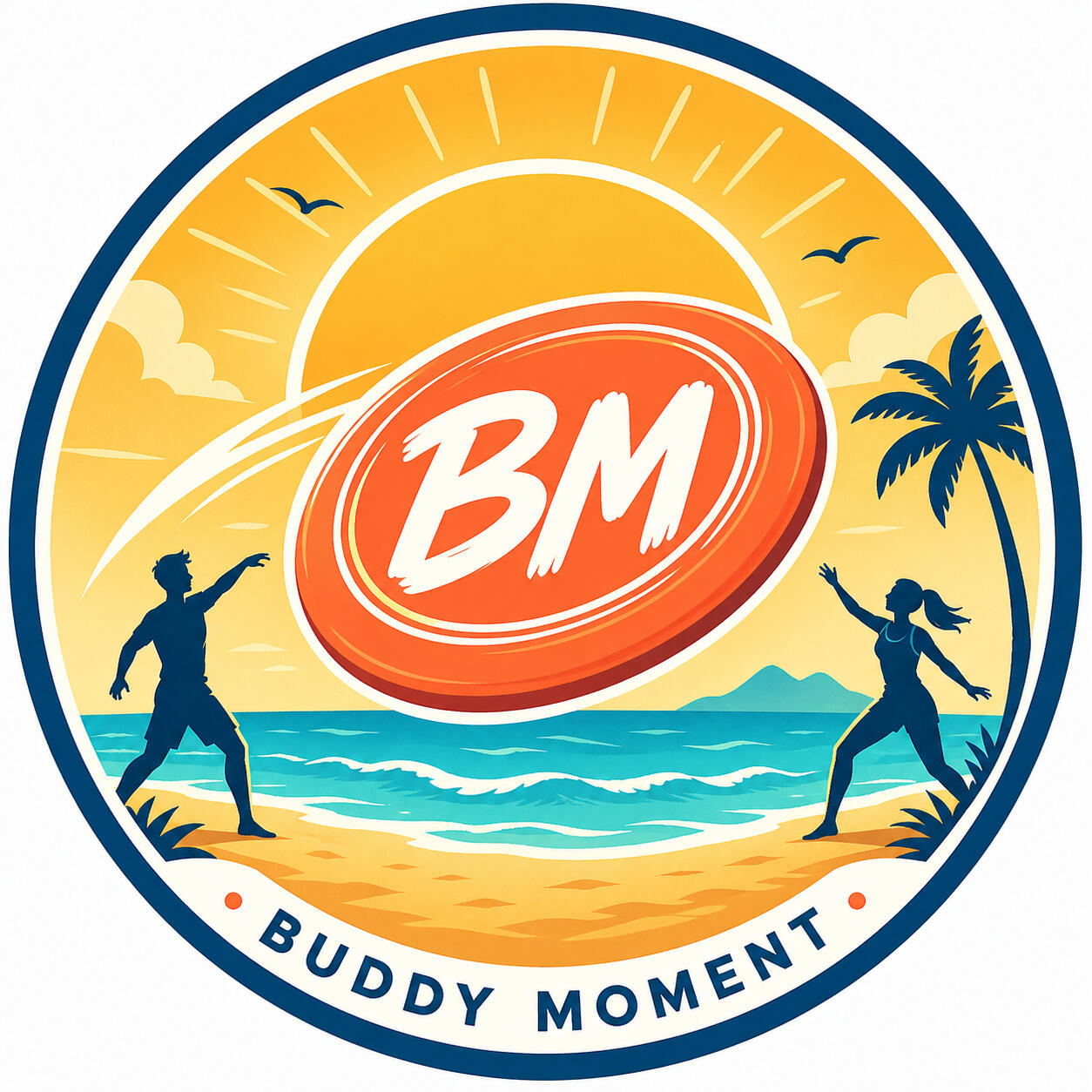 Buddy Moment Buddy Moment beach frisbee experience logo